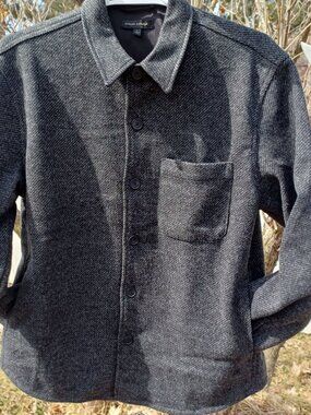 Banana Republic Black/Gray Button-Up Jacket Herringbone Long Sleeves Mens Large